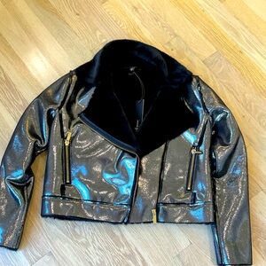 Imoga Silver Fur Jacket Girls Size 10